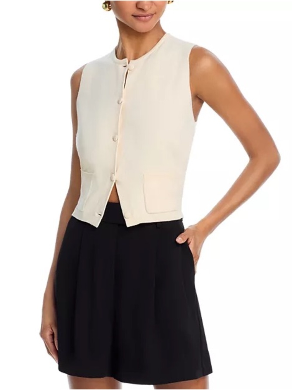 French Connection Cosysoft Knit Vest in Porcelain Cream